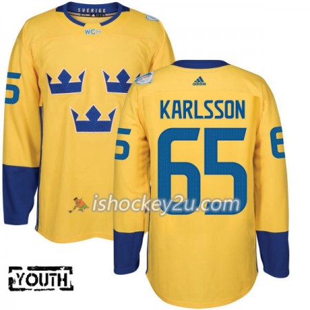 Sverige Trøje Erik Karlsson 65 2016 World Cup Børn Gul Premier